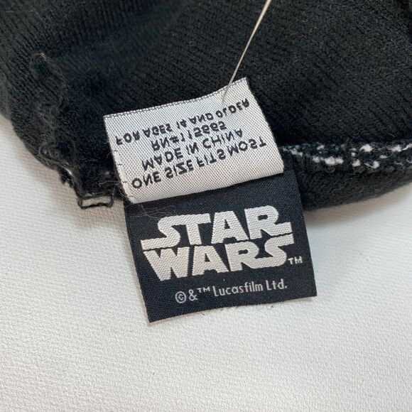 Star Wars Rule The Galaxy Black White Knit Beanie Cap Hat Patch Pom Pom Lined - Picture 15 of 15